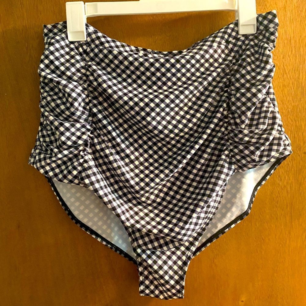 Gingham high waist bathing suit bottom